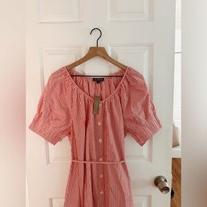 J. Crew Red and White Striped Dress